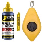 Kit Jogo Marcação Linha Giz 15m Azul Pedreiro Gesseiro Com Ní