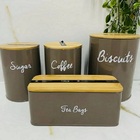 Kit Jogo Pote Lata Metal 4pçs Brinox Cha Cafe Açucar