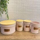 Kit Jogo Pote Lata Metal 4pçs Com Porta Utensílios Rose Nude