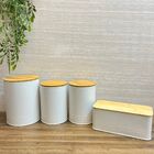 Kit Jogo Pote Lata Metal Chá Café Açúcar Brinox Branco 4pçs