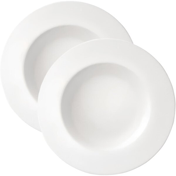 Kit Jogo Prato Fundo Sopa 6 Pessoas 6pçs Aba Larga De 23cm