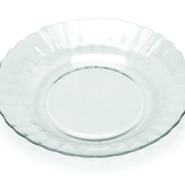 Kit Jogo Pratos Fundo Sopa Transparente 6 Peças 22,4cm