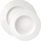 Kit Jogo Pratos Raso Fundo 12 Pessoas 24pçs Aba Larga Branco