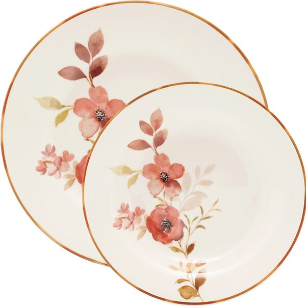 Kit Jogo Pratos Raso Fundo 6 Pessoas 12pçs Chá Das 5 Oxford