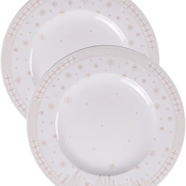 Kit Jogo Pratos Rasos Jantar 6 Pessoas 6pçs Natal Noel 28cm