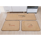 Kit Jogo Tapete Cozinha Pelúcia Temperos Bege 3 Peças Antider