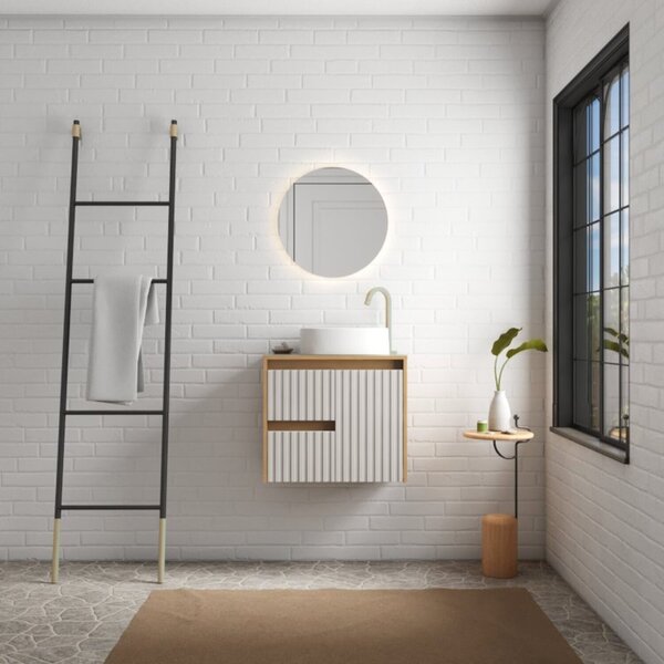 Kit Kyoto Em Madeira Para Banheiro Com Cuba E Espelheira Jequ