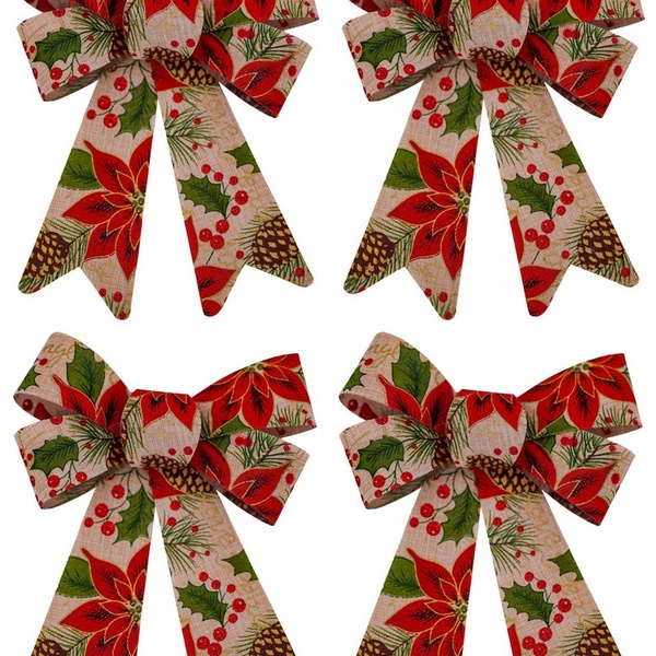 Kit Laço Gigante Decorado Natal Bico De Papagaio E Pinhas 45c