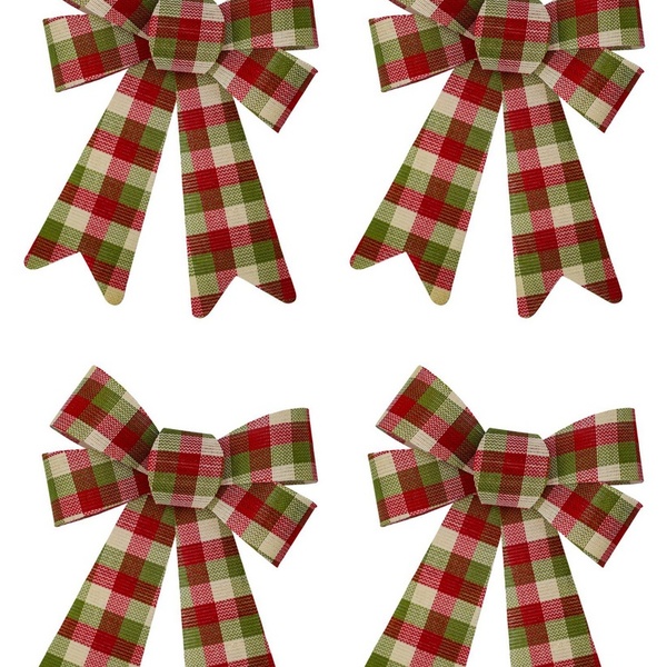 Kit Laço Gigante Decorado Natal Xadrez Vermelho E Verde 45cm