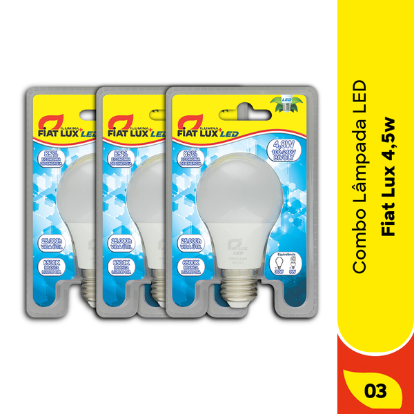 Kit Lâmpada Led 4,8w Fiat Lux Com 3 Unidades