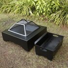 Kit Lareira Externa Pira + Suporte De Lenha Master-aço-preto