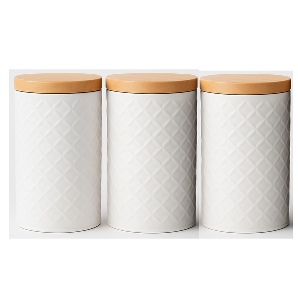 Kit Latas Organizadoras Decorativa 3 Potes Porta Mantimentos