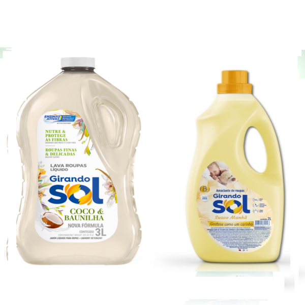 Kit Lava Roupas 3 Litros Coco E Baunilha + Amaciante Girando