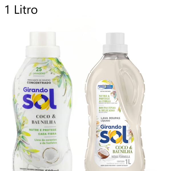 Kit Lava Roupas Coco E Baunilha 1 Litro + Amaciante Coco E Ba