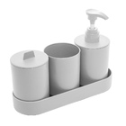 Kit Lavabo Banheiro 4 Peças  Bandeja Off-white - Lyor