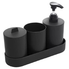 Kit Lavabo Banheiro 4 Peças  Bandeja Preto - Lyor