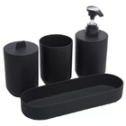 Kit Lavabo Banheiro 4 Peças  Bandeja Preto - Lyor