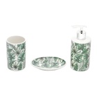 Kit Lavabo Banheiro Ceramica Folhas Com 3 Peças