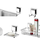 Kit Lavabo Banheiro Cromado Ventosa 05 Peças Future Gancho