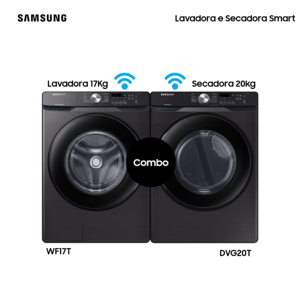 Kit Lavadora Wf17t 17kg E Secadora 20kg Dvg6000 110v 127v