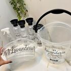 Kit Lavanderia Bancada Organizador Transparente C/ Preto 7pçs