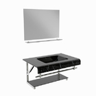 Kit Lavatório com Espelho em Vidro 52x60x50cm Preto VB2011 VBCristais