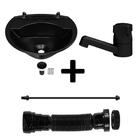 Kit Lavatório Torneira Sifão Engate Preto Instalação Astra