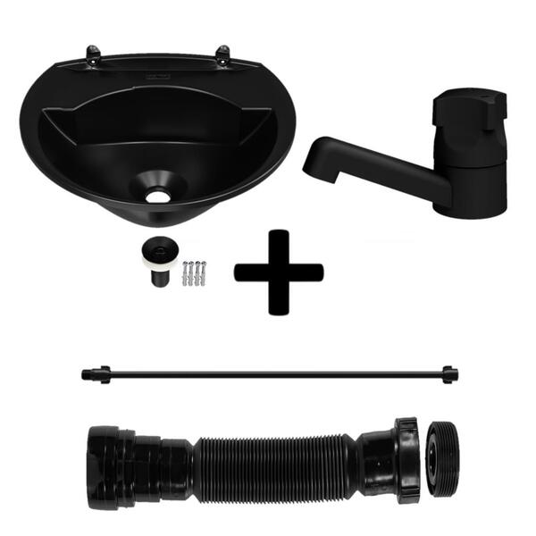 Kit Lavatório Torneira Sifão Engate Preto Instalação Astra