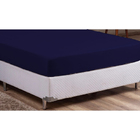 Kit Lençol 3 Pçs Casal Queen Com Elástico Azul Marinho Casen