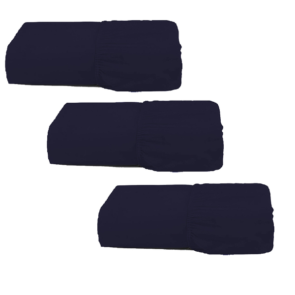 Kit Lençol 3 Pçs Casal Queen Com Elástico Azul Marinho Casen