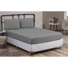 Kit Lençol Casal Queen 2 Pçs Com Elástico Cinza Casen