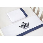 Kit Lençol De Berço Americano Príncipe Branco / Azul Marinho