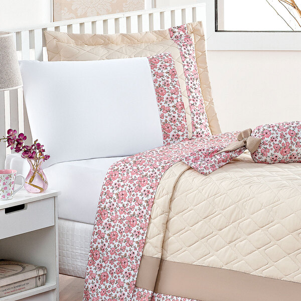 Kit Lençol Infantil Menina Solteiro Floral 3 Peças 100% Algod