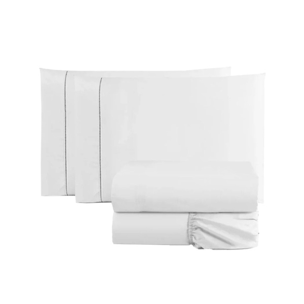 Kit Lençol Noites Frescas 4 Pçs 400 Fios Ponto Palito Casal B