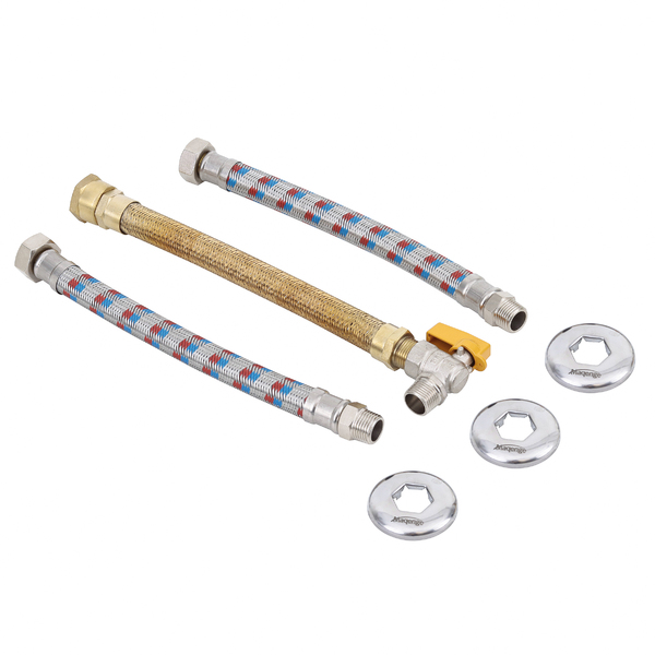 Kit Ligação 30cm Água Quente e Fria 1/2"x3/4" Maqenge