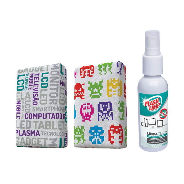 Kit Limpa Telas Flashlimp Com 2 Esponjas E 1 Limpa Telas