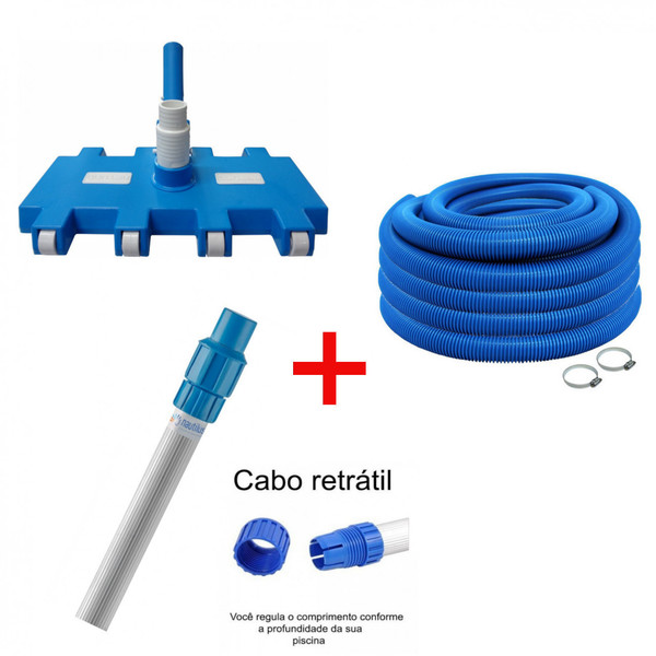 Kit Limpeza De Piscina Aspirador Mangueira 10m Haste Cabo Telescopico 3m Leroy Merlin