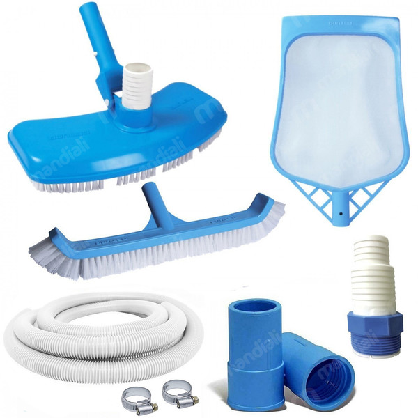 Kit Limpeza De Piscina Com Aspirador Peneira Escova Mangueira 6m 32mm Branca Leroy Merlin