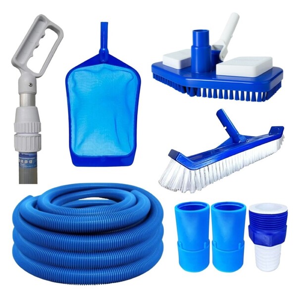 Kit Limpeza Piscina Aspiração Pooltec + Mangueira 5 Metros