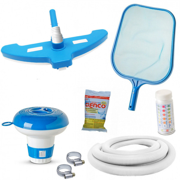 Kit Limpeza Piscina Mangueira 2m Aspirador Peneira Flutuador Cloro Fita Teste Leroy Merlin