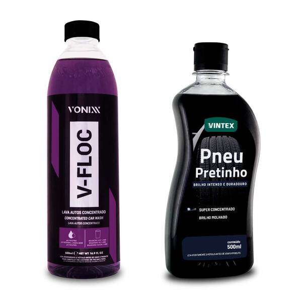 Kit Limpeza Vonixx Pneu Pretinho 500ml + Shampoo V-floc