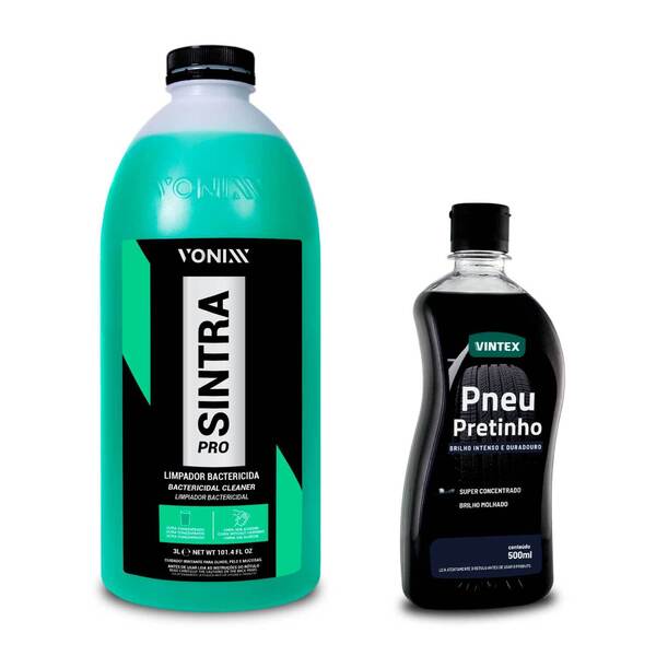 Kit Limpeza Vonixx Pneu Pretinho 500ml + Sintra Pro 3 Litros