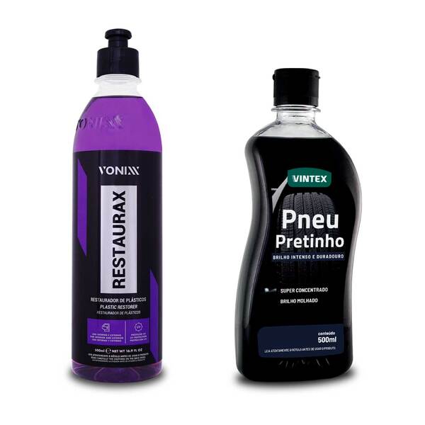 Kit Limpeza Vonixx Restaurax + Pneu Pretinho - 500ml