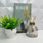 Kit Livro Decoração Luxo + Vaso Branco + Difusor De Vidro