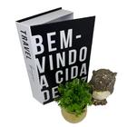 Kit Livro Decorativo, Coruja Cerâmica E Vaso Dourado
