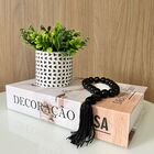 Kit Livro Decorativo, Vaso Artesanal Triângulo E Colar Preto