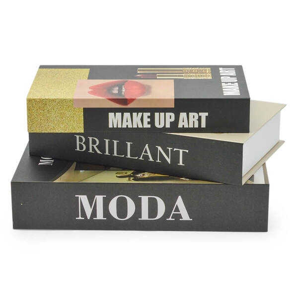 Kit Livros Decorativos Porta Objetos Moda Maquiagem 3 Peças