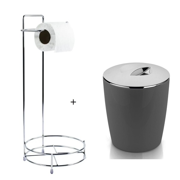 Kit Lixeira 5l Com Suporte Para Papel Higiênico Banheiro Ou C