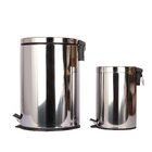 Kit Lixeira 7 e 20L Aço Inox Pedal Cinza e Preto Essential Casablanca