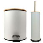 Kit Lixeira Banheiro e Escova Sanitária com Suporte Aço Inox